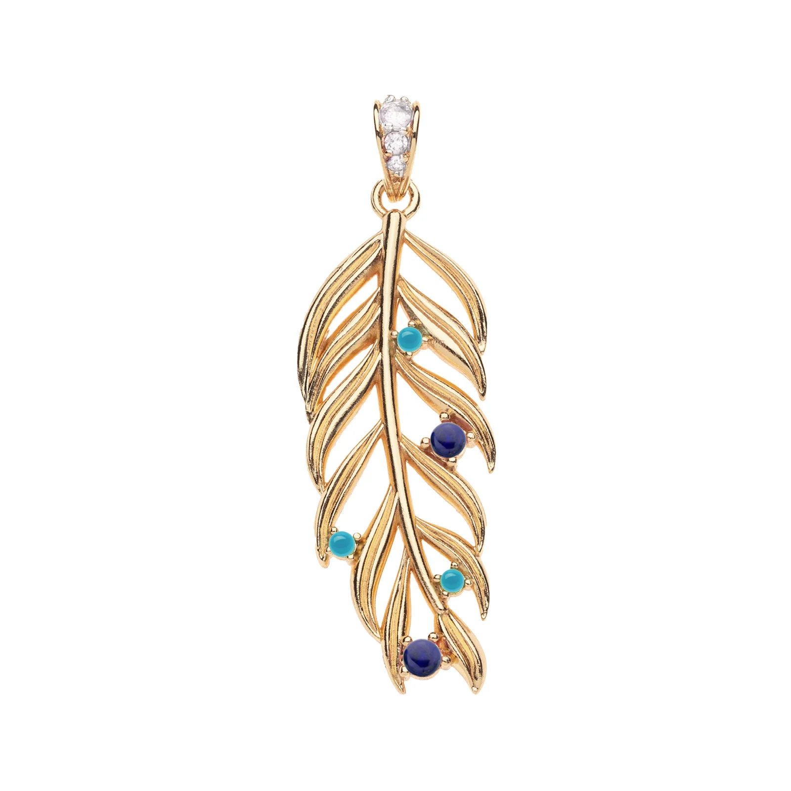 WANDERLUST Palm Leaf Pendant in Lapis and Turquoise