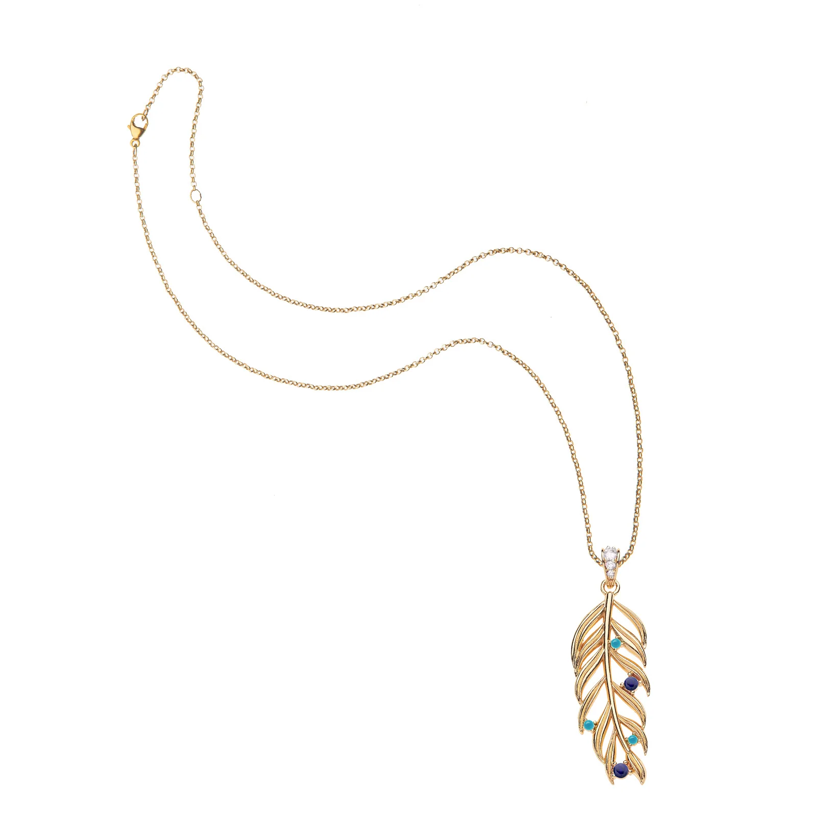 WANDERLUST Palm Leaf Pendant in Lapis and Turquoise - Image 4