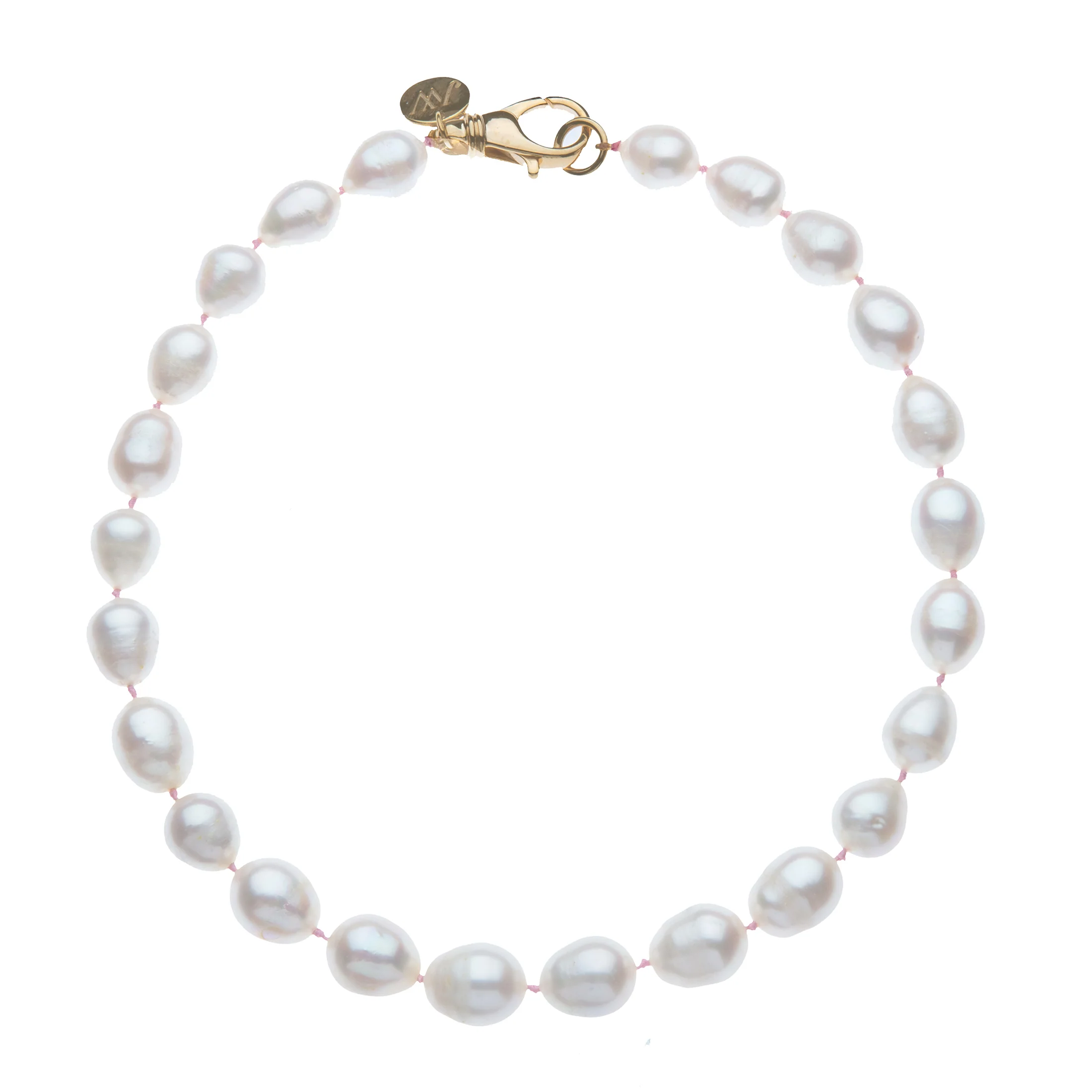 White Pearl Knotted Beaded Necklace - Image 3